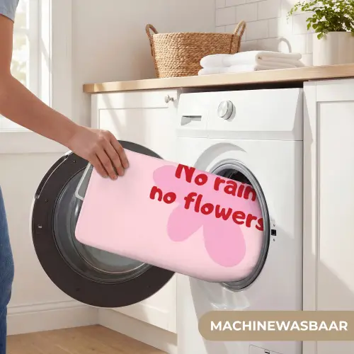 No rain no flowers - Bloem - Roze Badmat klein -USP_WasbaarNL