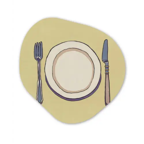 Illustratie - Bord - Bestek - Beige Wandcirkel Organisch Forex 3mm klein -3d