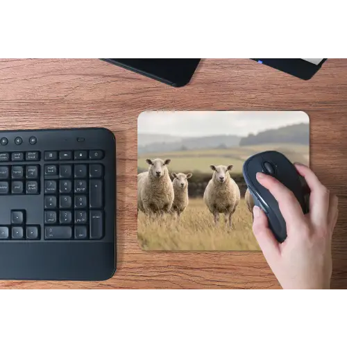 Schapen - Weidenlandschap - Heuvels muismat rubber klein -toetsenbord