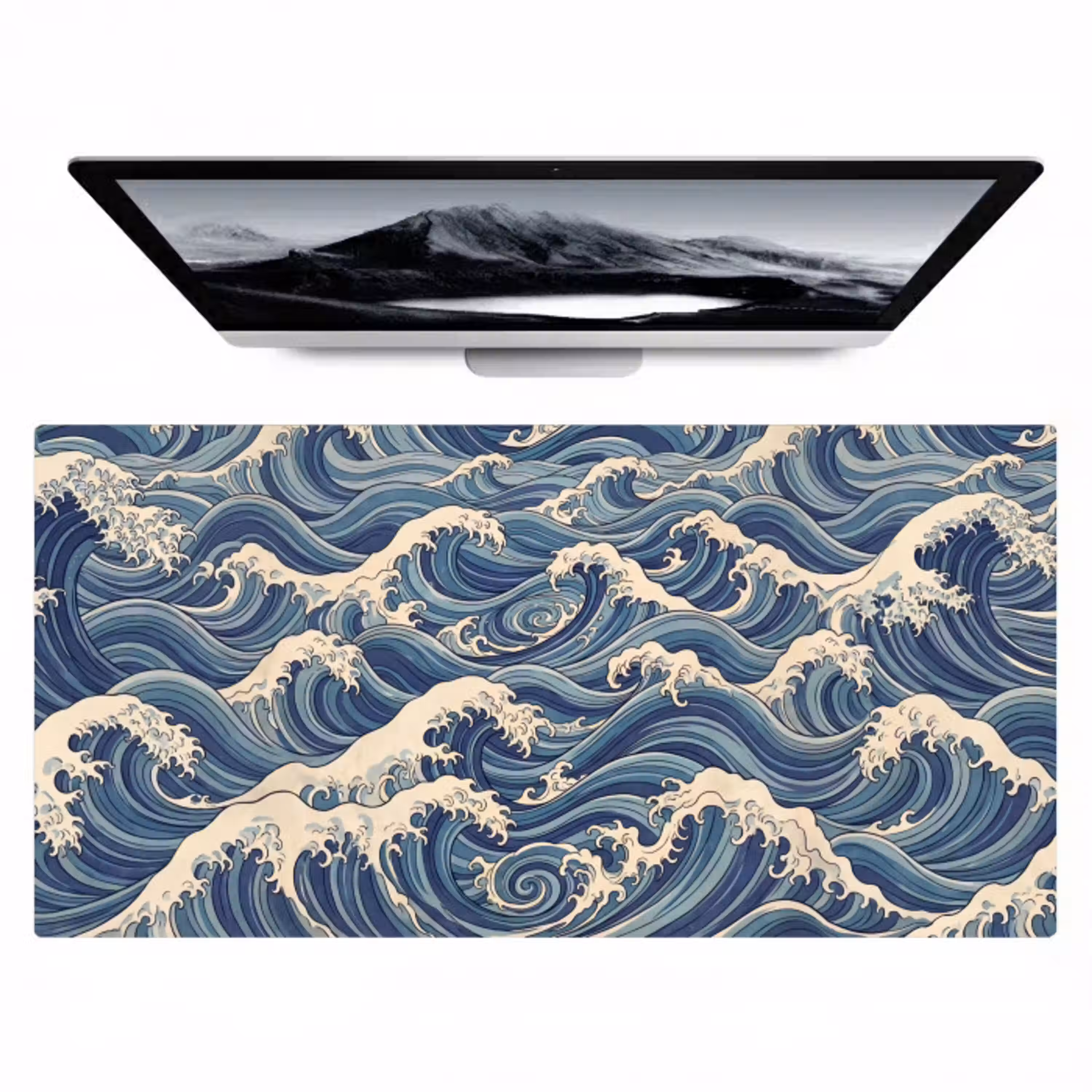 Golven - Zee - Natuur - Abstract - Blauw Muismat XXL klein -zzz3d
