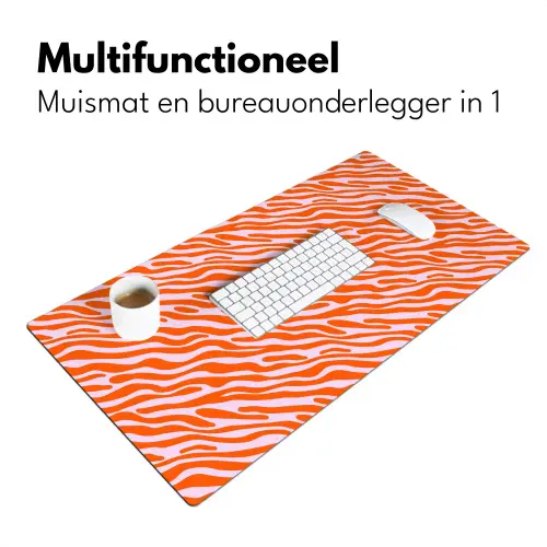 Strepen - Dynamisch - Oranje Muismat XXL klein 681 -sfeer4