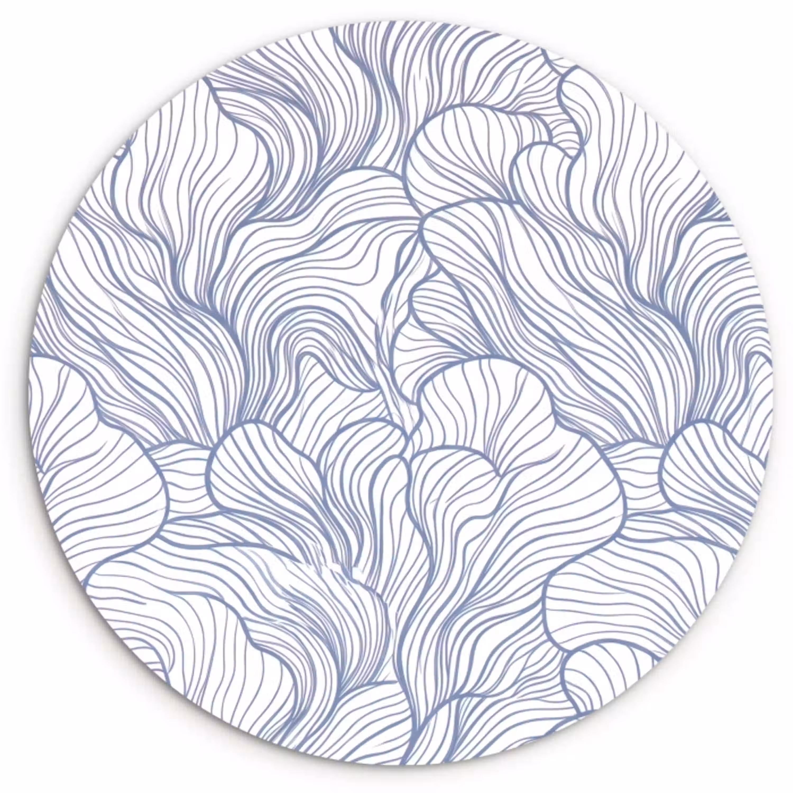 Patroon - Lijnen - Organisch - Abstract - Blauw Wandcirkel kunststof plaat 5mm dik klein -3d