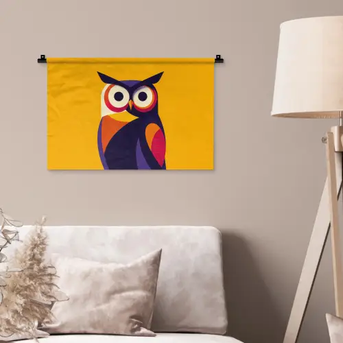 Uil - Grafisch - Kleurrijk - Ogen Wandkleed katoen klein -sfeer4