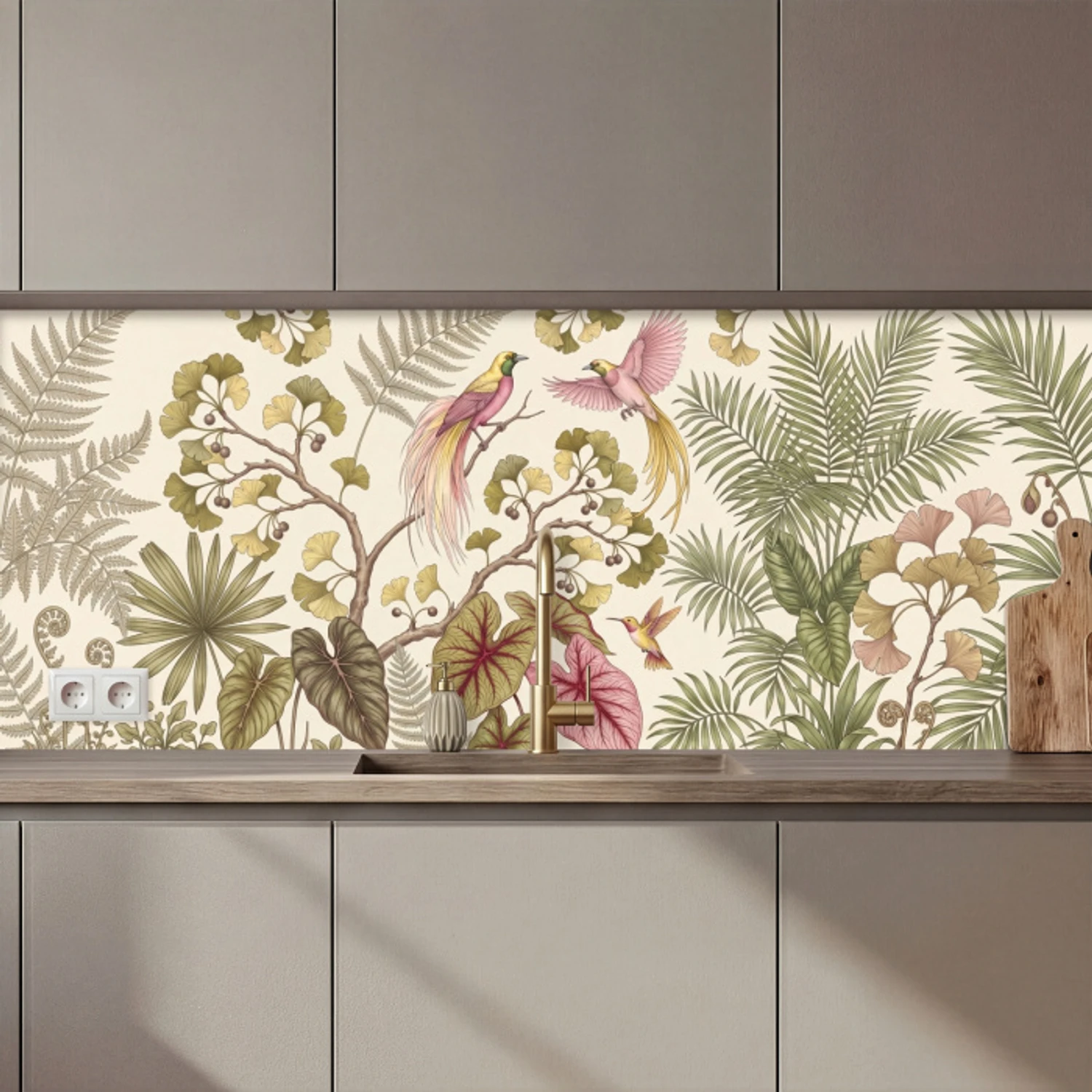 Vogels - Tropisch - Botanisch - Roze keuken achterwand 2 middel zz_3dshopping