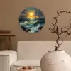 Zee - Zon - Golven - Rotsen Wandcirkel plexiglas klein -sfeer1