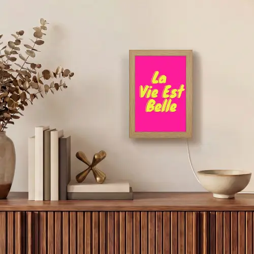 Quote - Retro - Roze Light Box met kabel (Tafellamp) klein -sfeer2