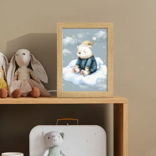 Ijsbeer - Pyjama - Wolken - Sterrenhemel Light Box met kabel klein -sfeer2_kind