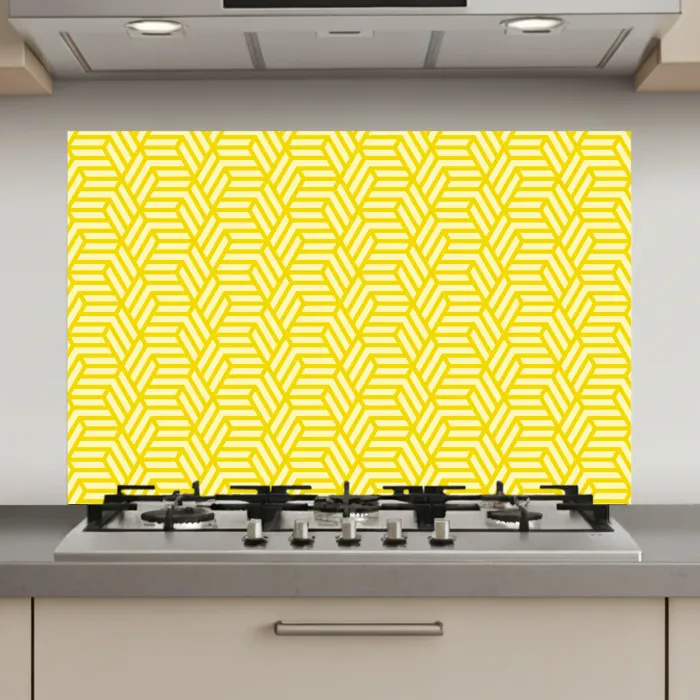 Geel - Patroon - Geometrisch keuken achterwand spatscherm klein 900 -3d_website