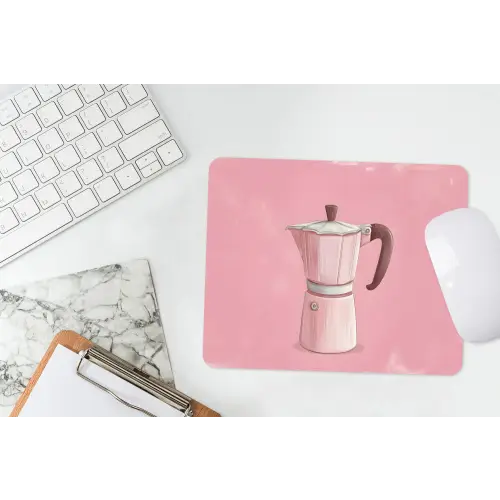 Roze - Mokkapot - Illustratie - Koffie muismat rubber klein -witbureau
