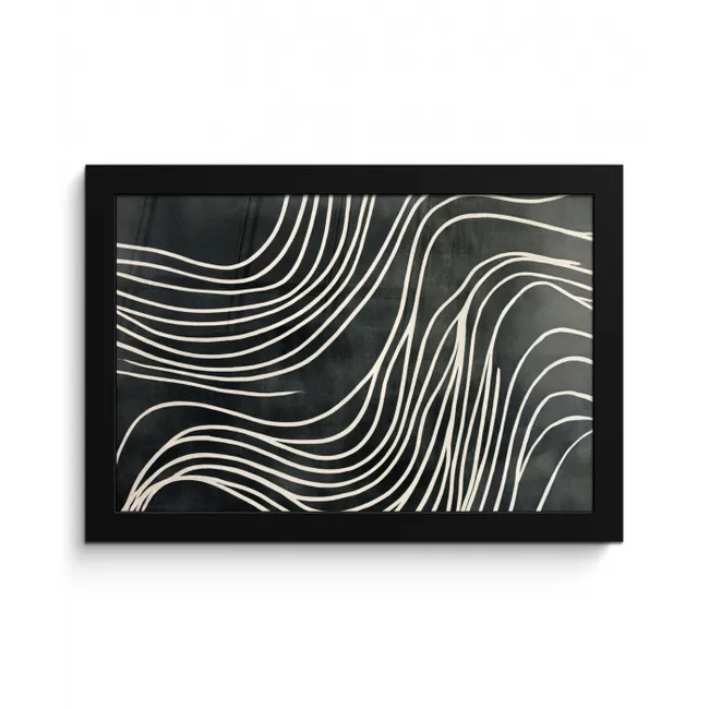 Lijnen - Patroon - Abstract - Wit fotolijst zwart zonder passe partout klein -3d