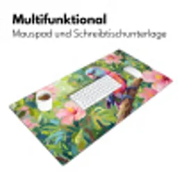 Papagaai - Hibiscusbloemen - Kleurrijk Muismat XXL klein -ysfeer4_duits