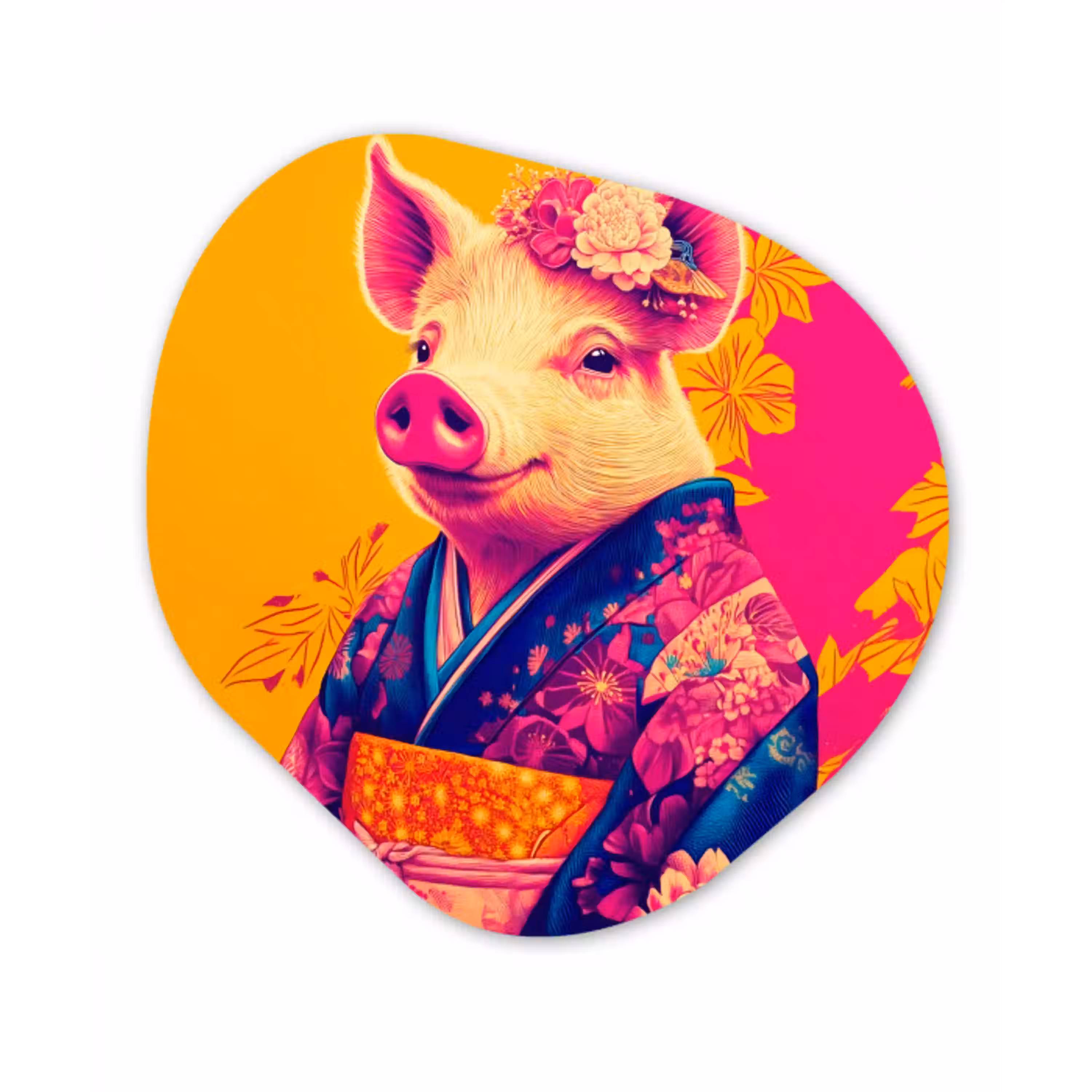 Varken - Bloemkroon - Kimono - Abstract Wandcirkel Organisch Plexiglas middel -3d