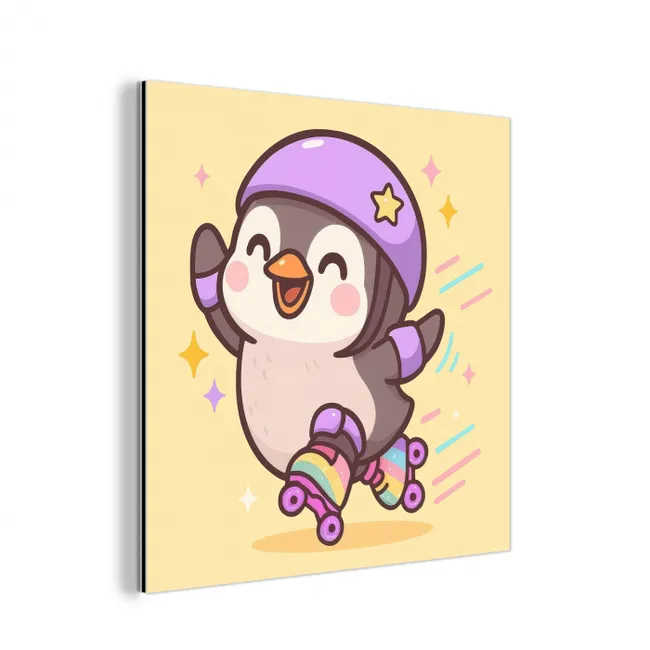 Pinguïn - Rolschaatsen - Geel - Energiek aluminium wit klein -3d