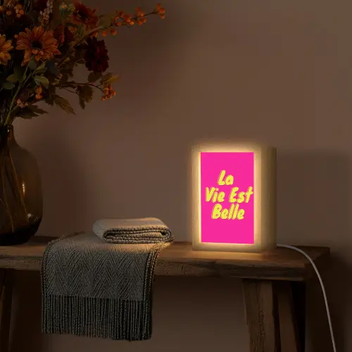 Quote - Retro - Roze Light Box met kabel (Tafellamp) klein -sfeer4