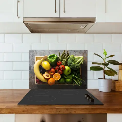 Krat - Fruit - Regenboog keuken achterwand spatscherm klein -sfeer2