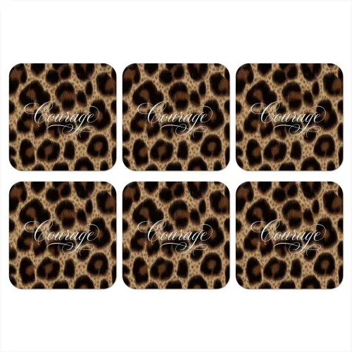 Luipaardprint - Bruin - Courage - Sierlijk onderzetter kurk middel -3d