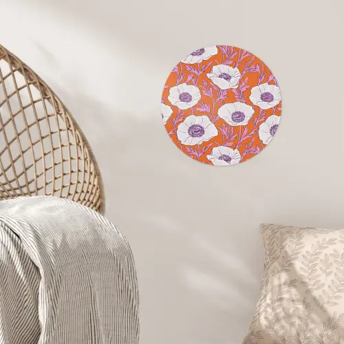 Bloemen - Grafisch - Oranje Wandcirkel behangsticker klein 186 -sfeer4