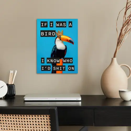 Vogel - Toekan - Blauw - Quotes poster papier klein -sfeer1