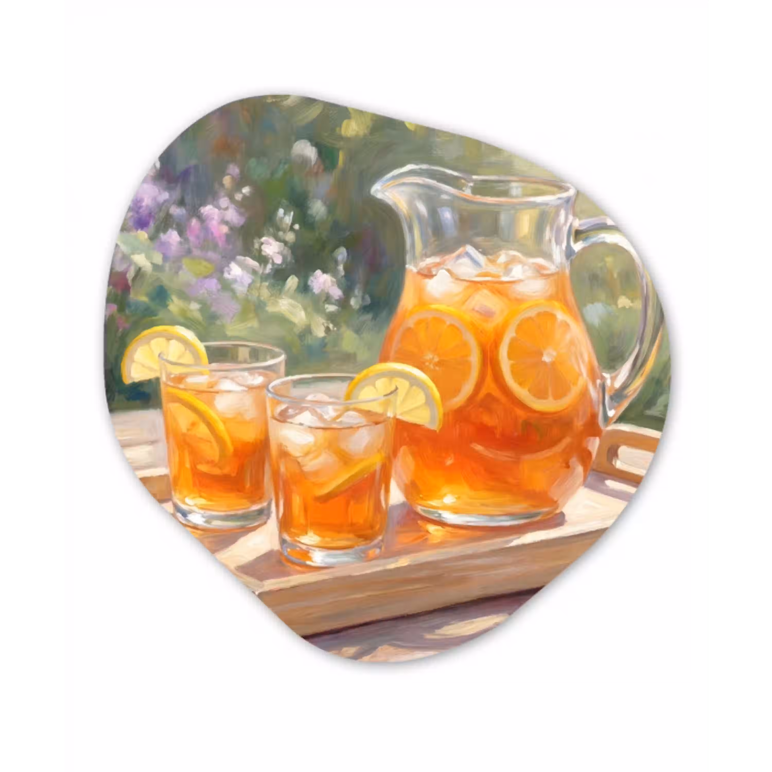 Drank - Citroen - Zomer - Tuin - Geel Wandcirkel Organisch Aluminium middel -3d