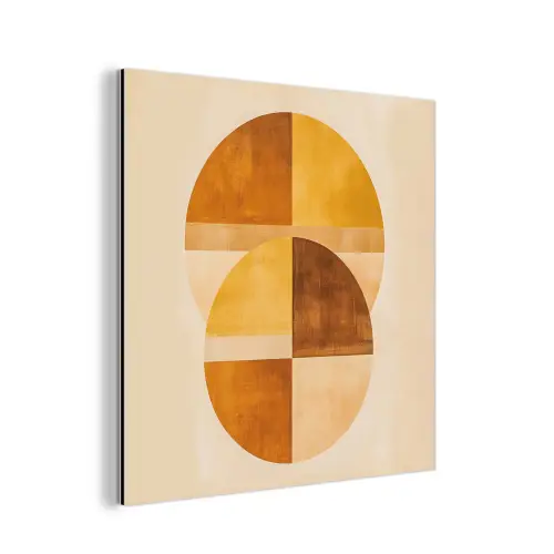 Cirkels - Geel - Minimalistisch aluminium wit klein -3d