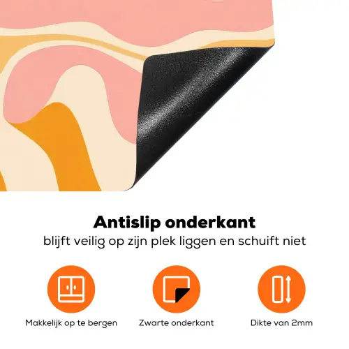 Abstract - Golvend - Oranje Inductie beschermer vinyl 3mm klein -zzzzzzz-td-onderkant