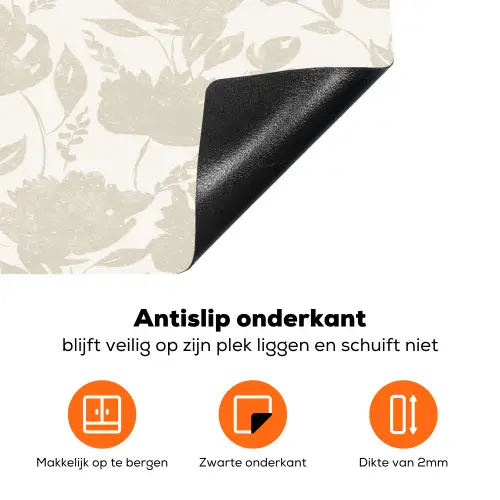 Bloemenpatroon - Silhouet - Wit Inductie beschermer vinyl 3mm klein 276 -zzzzzzz-td-onderkant