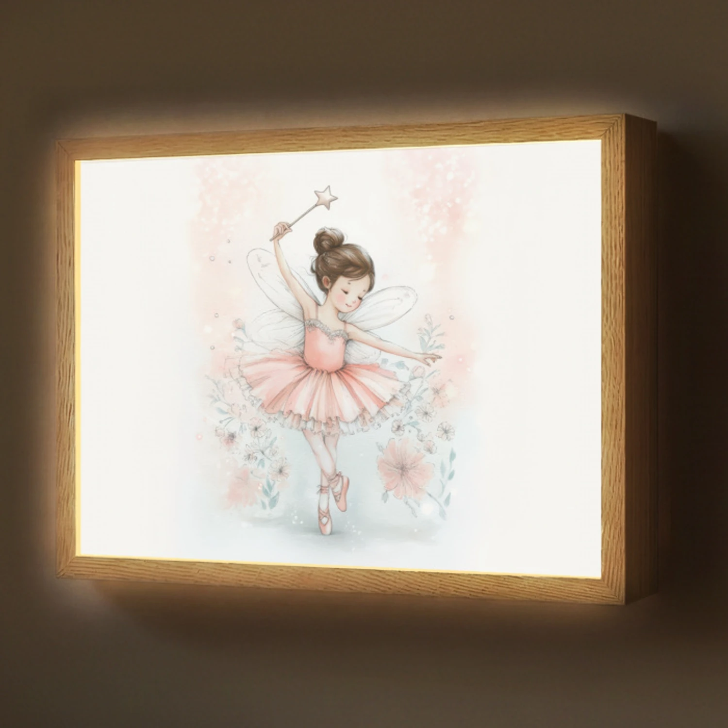 Ballerina - Fee - Roze Light Box met batterij (Wandlamp) middel -z3d_website