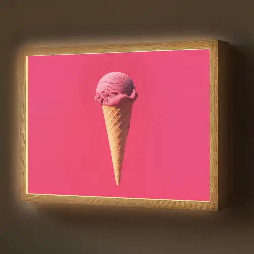 Schepijs - Roze - Hoorntje Light Box met batterij (Wandlamp) middel -z3d_website