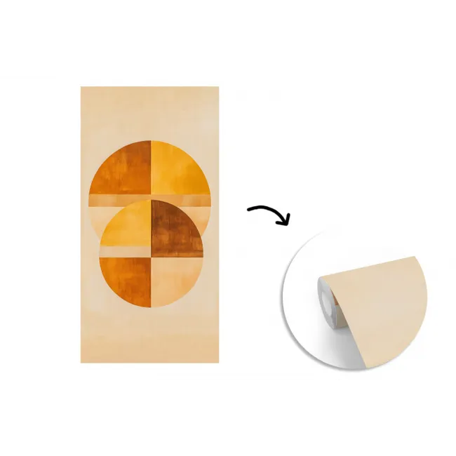 Cirkels - Geel - Minimalistisch fotobehang vinyl groot -3d