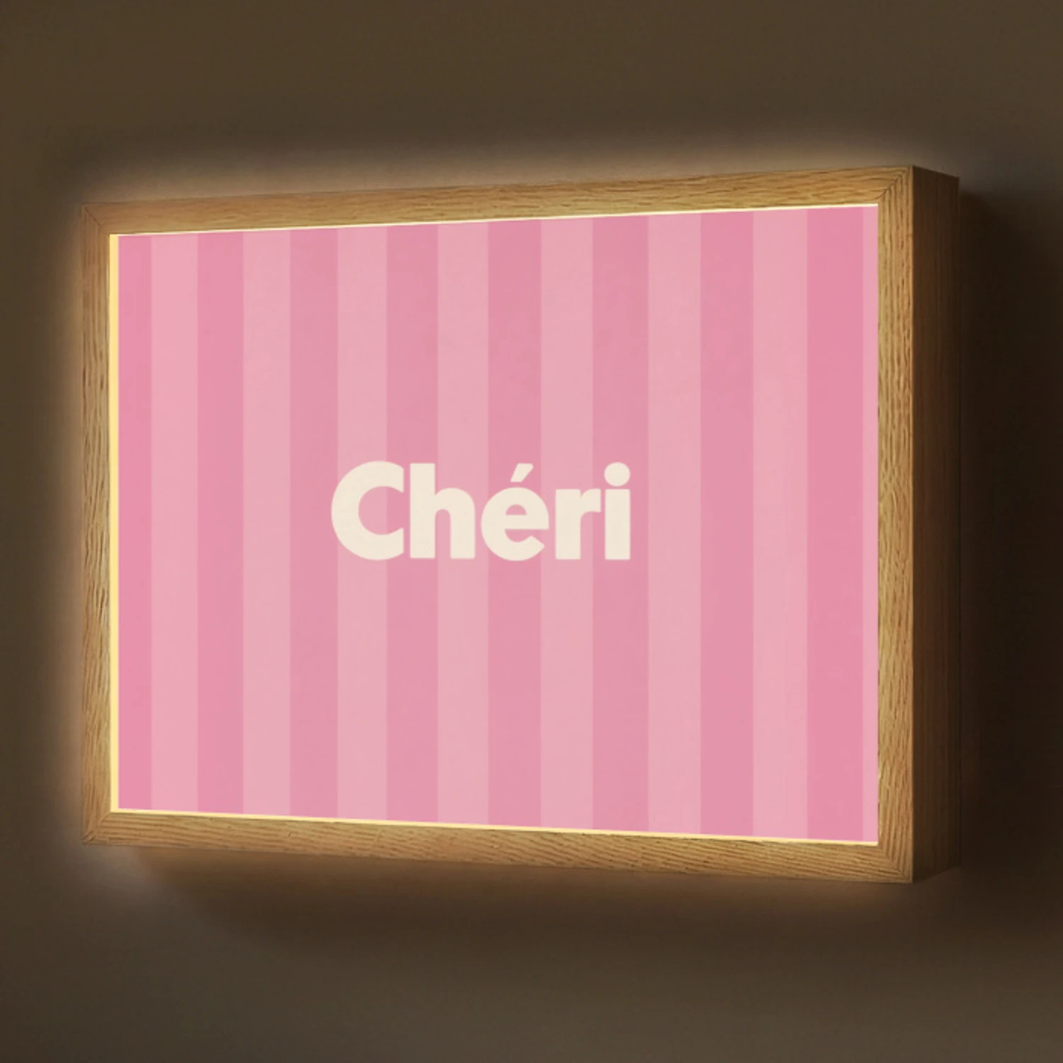 Gestreept - Roze - Chéri Light Box met batterij (Wandlamp) middel -z3d_website