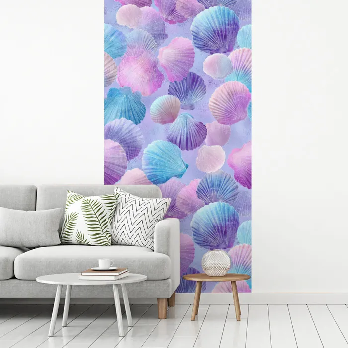 Schelpen - Paars - Blauw - Patroon fotobehang vinyl groot -woonkamer