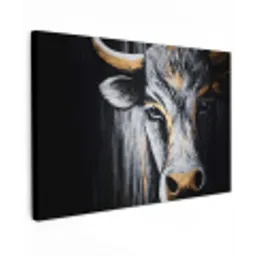 Stier - Hoorns - Snuit - Goud Tuinposter op houten frame 2 cm dik klein -3d