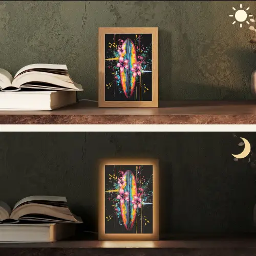 Graffiti - Sport - Surfen - Zomer Light Box met kabel (Tafellamp) klein -sfeer3