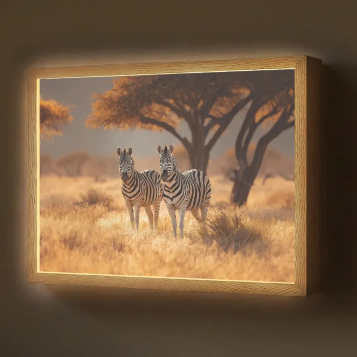 Zebra's - Savannelandschap - Gras Light Box met batterij (Wandlamp) middel -z3d_website