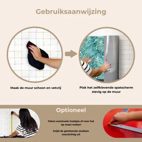 Palmbladeren - Sierlijk - Blauw - Groen keuken achterwand spatscherm klein 900 -gebruiksaanwijzing_NL