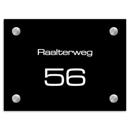 Effen - Zwart - Modern Naambord Rechthoek middel -3d