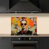 Vrouw - Bril - Strik - Retro keuken achterwand spatscherm klein -sfeer1