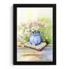 Vaas - Delftsblauw - Madeliefjes fotolijst zwart zonder passe partout klein -3d
