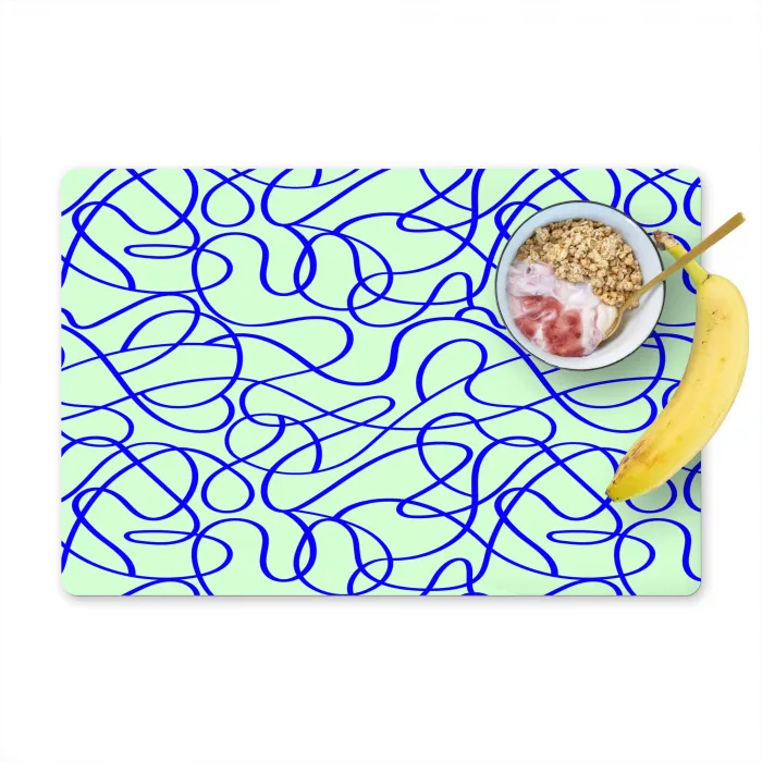 Mint - Blauw - Lijnen - Abstract Placemat vinyl groot 368 -zzzproduct_Kitchenyeah-website