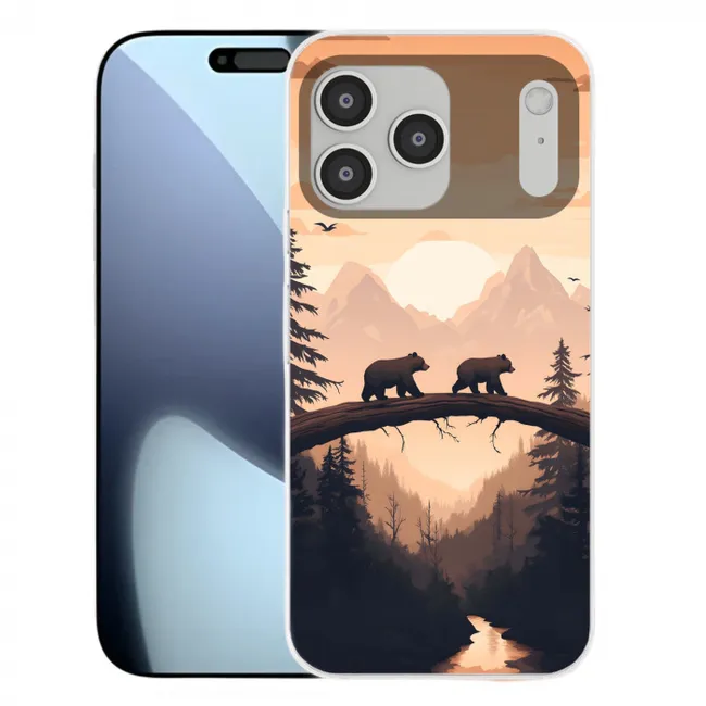 Handyhülle - Bären - Bäume - Landschaft - Sonnenuntergang