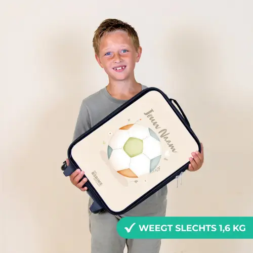 Voetbal in beige pastel kleuren Kinderkoffer - Zwart klein -sfeer4_NL