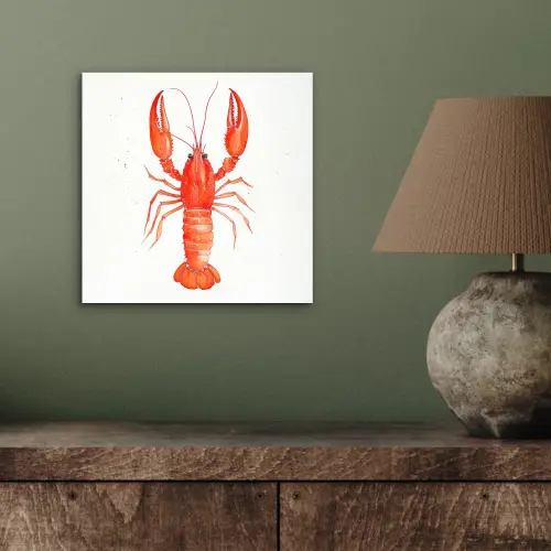 Kreeft - Waterverf - Aquarel - Oranje aluminium wit klein -sfeer2