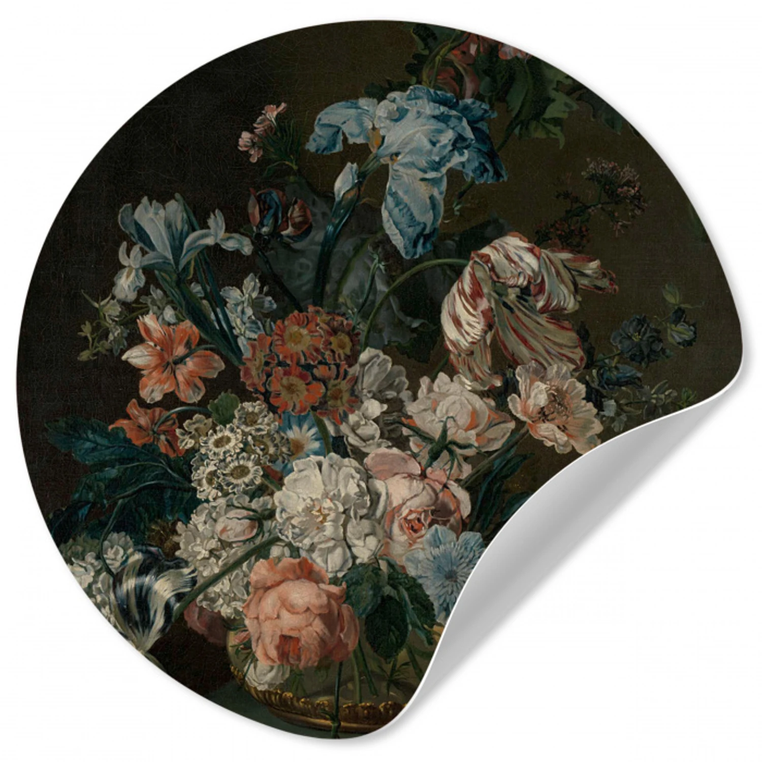 Stilleven met bloemen - Schilderij van Cornelia van der Mijn Wandcirkel behangsticker klein -3d