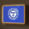 Zon - Gezicht - Penseelstructuur - Blauw Light Box met batterij (Wandlamp) middel -z3d_website