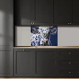 Koe - Delfts - Blauw - Artistiek keuken achterwand 2 middel -sfeer1