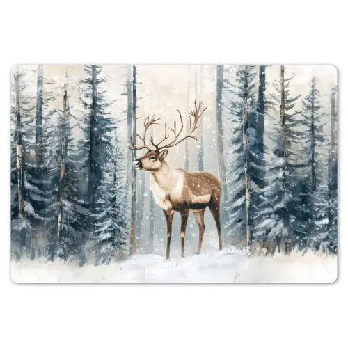 Rendier - Sneeuw - Woud - Wit Placemat vinyl groot -zzsfeer1_Kitchenyeah-website