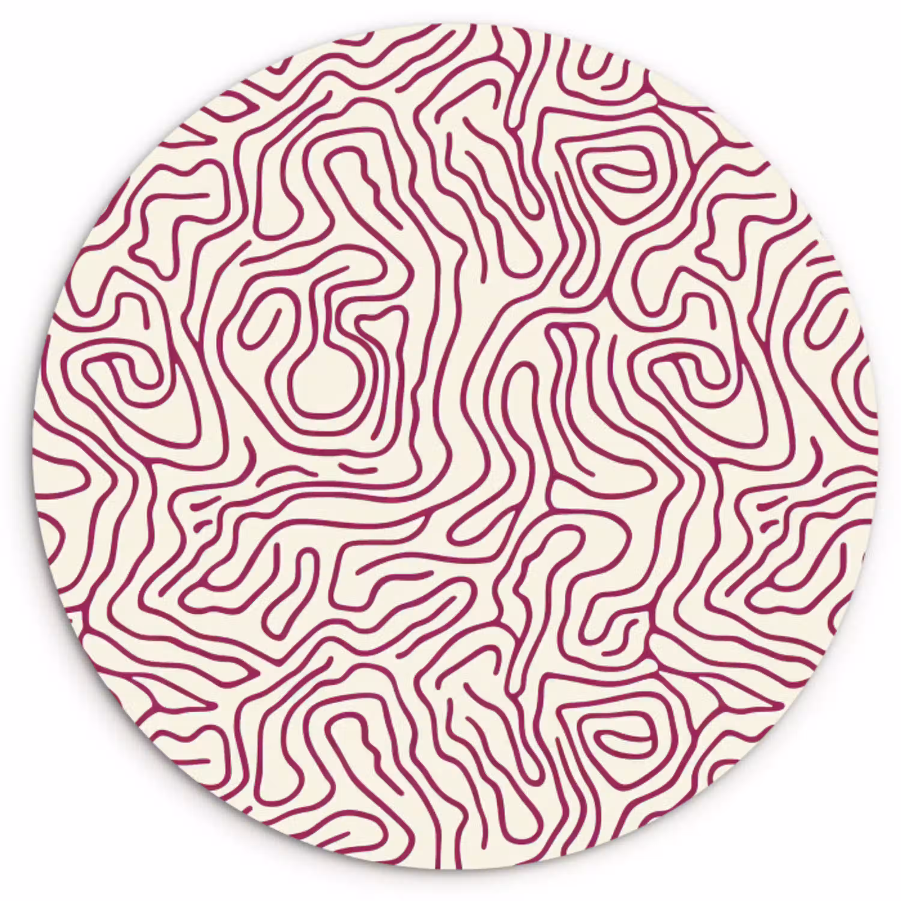 Kronkelende lijn - Magenta - Crème Wandcirkel kunststof plaat 5mm dik klein 188 -3d
