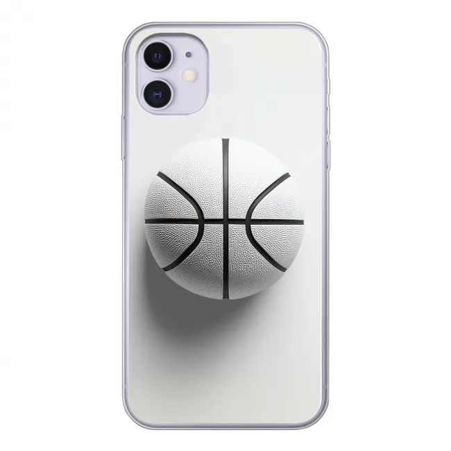 Basketbal - Wit - Schaduw - Lijnen Telefoonhoesje iPhone 11 klein -3d
