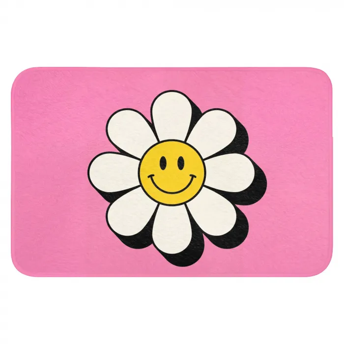 Smiley - Bloem - Roze Badmat klein -3d
