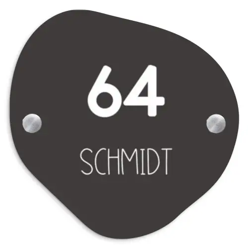 Donkergrijs - Modern Naambord Organisch middel -3d